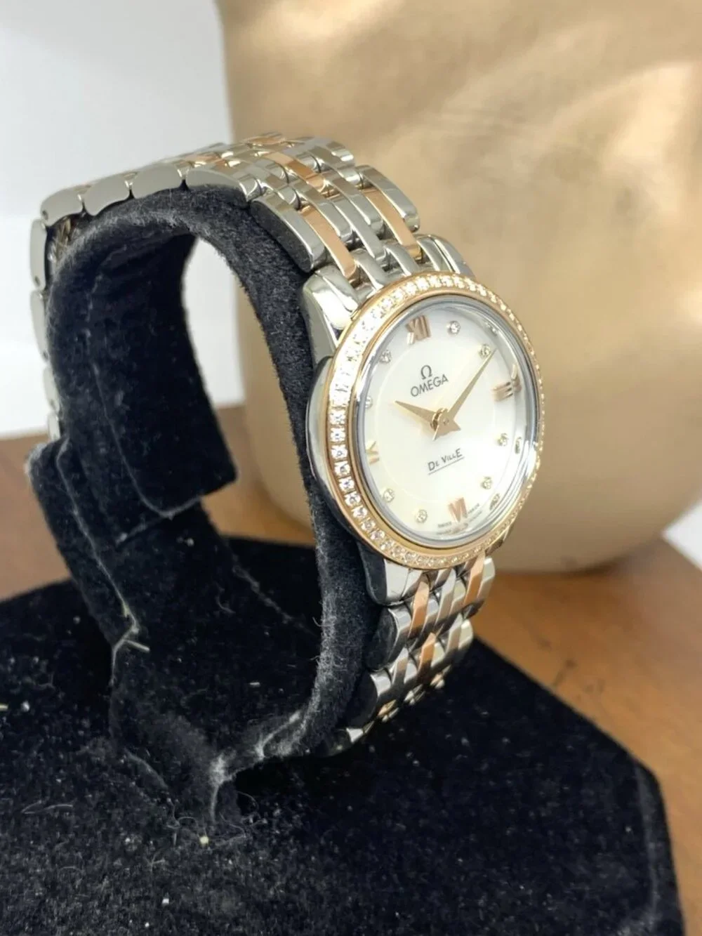 Omega De Ville Prestige Women's Watch Diamond Mother of Pearl 18K Gold & Steel